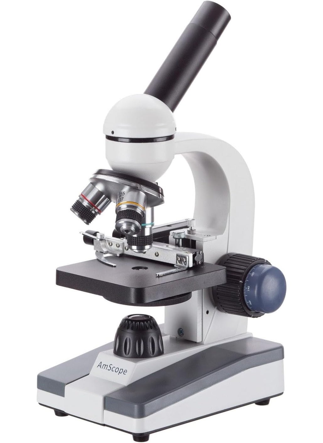 AmScope AmScope M150MS Compound Monocular Microscope WF10x Eyepiece 40x400x Magnification LED Illumination Brightfield SingleLens Condenser Coarse and Fine Focus Mechanical Stage 110V  - Image 1