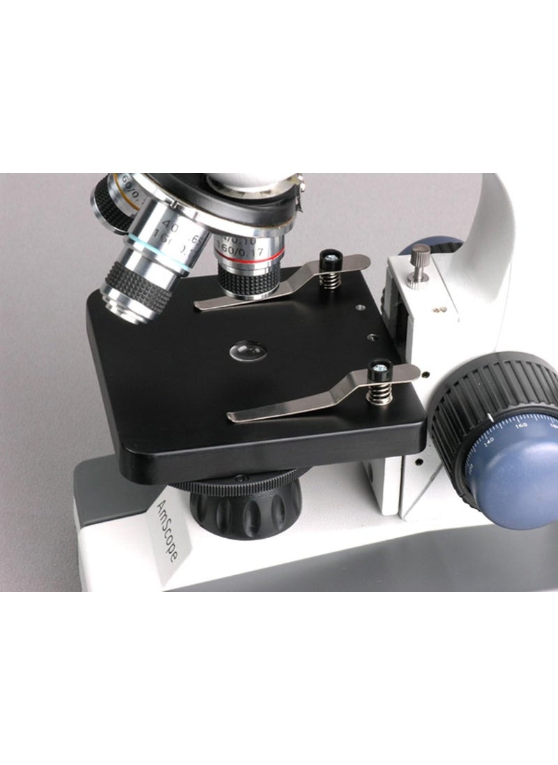 AmScope AmScope M150MS Compound Monocular Microscope WF10x Eyepiece 40x400x Magnification LED Illumination Brightfield SingleLens Condenser Coarse and Fine Focus Mechanical Stage 110V  - Image 4