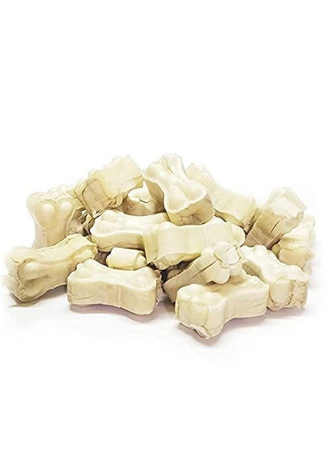 عظام من الجلد الخام للكلاب، عظام مضغوطة مقاس 2 بوصة للكلاب، عظام كالسيوم للكلاب، عظام مضغ للجراء، مكافأة كالسيوم للكلاب، مكافأة للجراء (عبوة من 12 قطعة) - Image 1