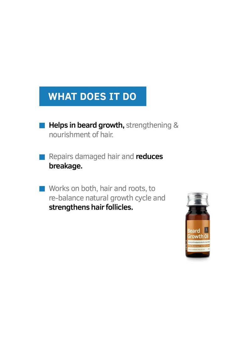 Ustraa - Ustraa Beard Growth Oil - 35ml - More Beard Growth, With Redensyl, 8 Natural Oils including Jojoba Oil, Vitamin E, Nourishment & Strengthening, No Harmful Chemicals - Image 1