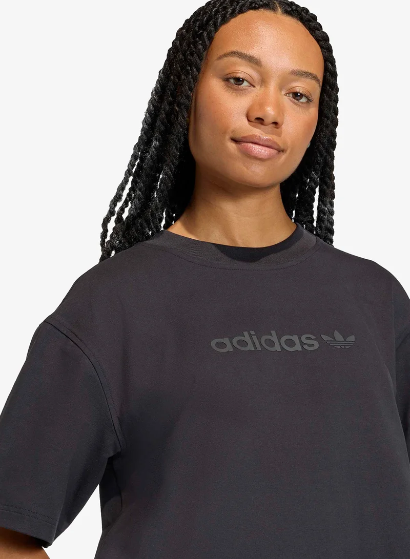 Adidas Originals BLACK Essentials Linear  Oversized T-Shirt for Women | Best Price UAE