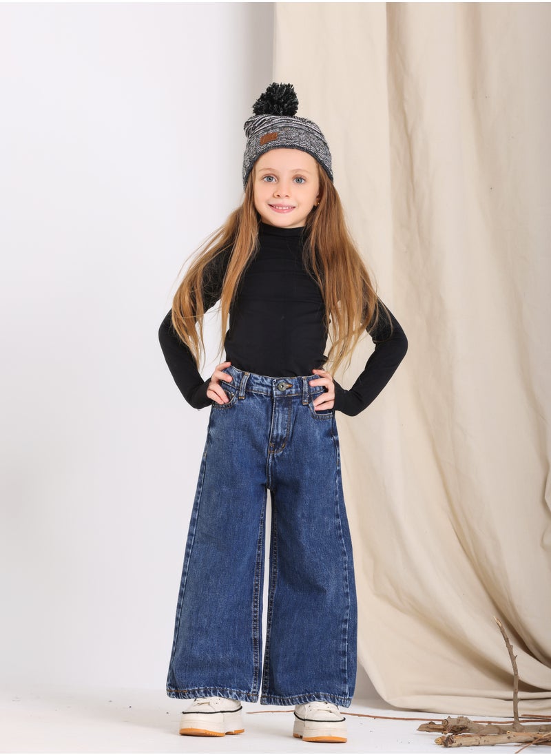JBS DENIM - Wide Leg Jeans Trousers For Girls Dark Blue Color - Image 1