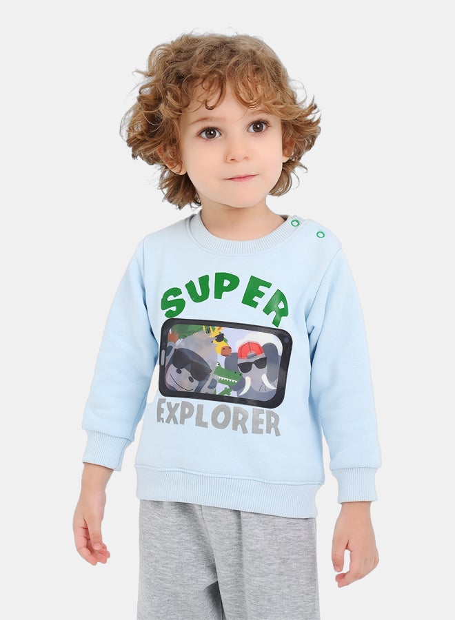 JOCKEY Baby Boy Inner Fleece Super Explorer Print Winter Pajama Set - Image 1