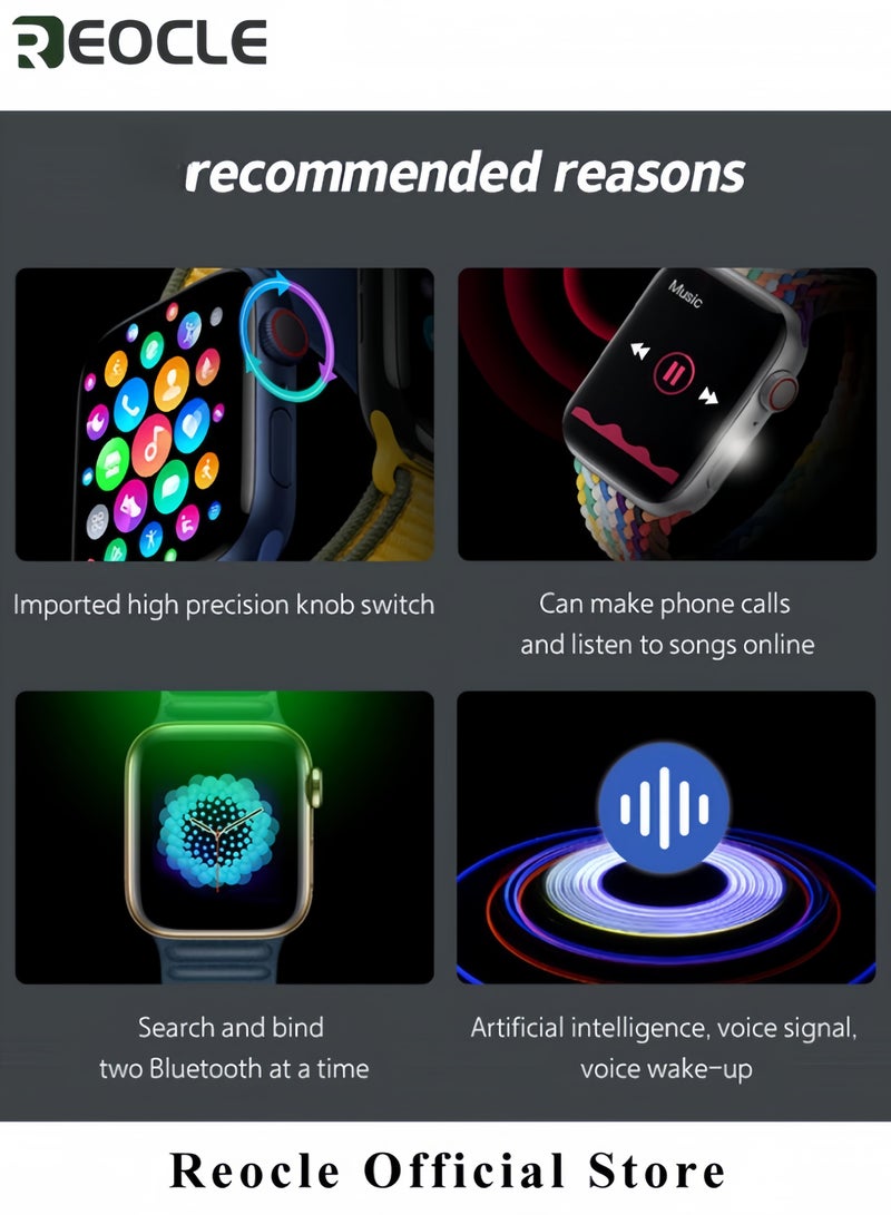 REOCLE Smart Sports Watch with Bluetooth Calling & Heart Rate Monitor & Fitness Tracker & Sleek Silicone Strap - Image 2