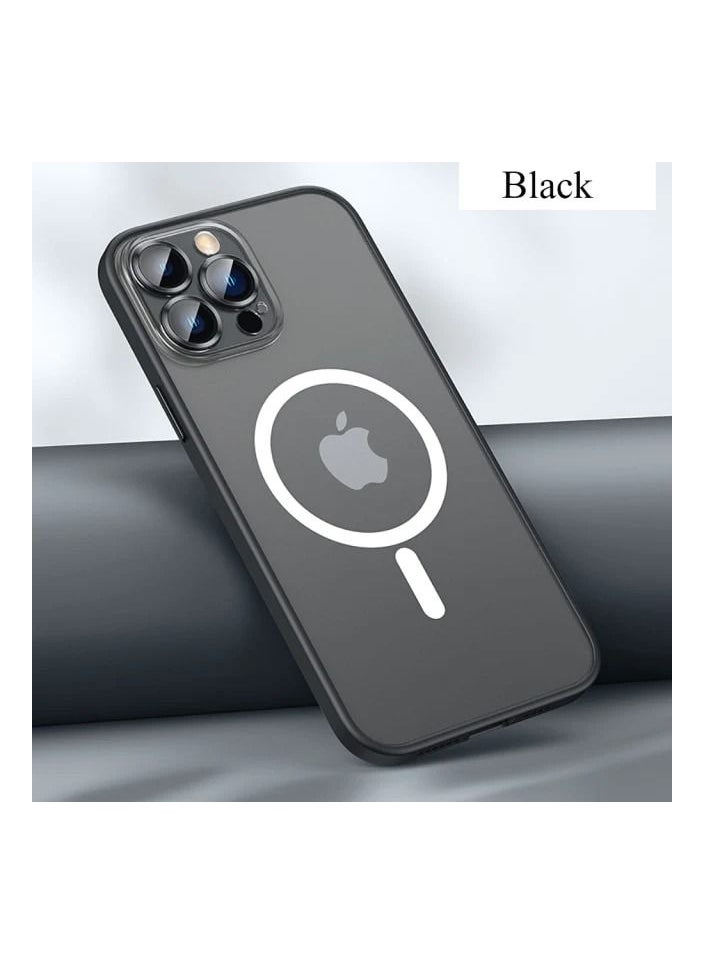 TWEGGON - Suitable For iPhone 13 Pro Max Eagle Eye Lens Film Frosted Mobile Phone Shell Apple Magsafe Magnetic Suction All-inclusive Protective Cover Black - Image 1
