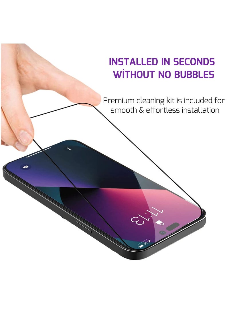 BORTONY Tempered Glass Screen Protector (14 Pro) Film Full Coverage Edge to Edge Case Friendly 9D Screen Protector For Apple iPhone 14 Pro 6.1'' Clear/BLACK - Image 3