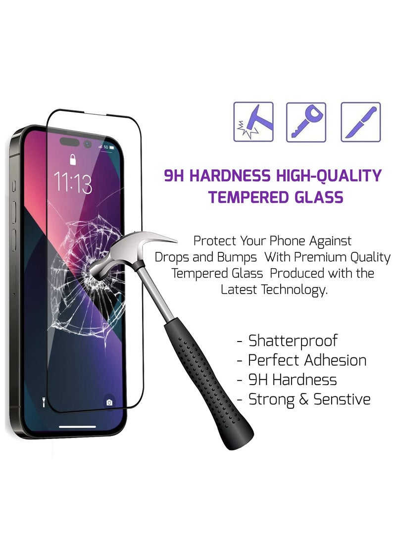 BORTONY Tempered Glass Screen Protector (14 Pro) Film Full Coverage Edge to Edge Case Friendly 9D Screen Protector For Apple iPhone 14 Pro 6.1'' Clear/BLACK - Image 4
