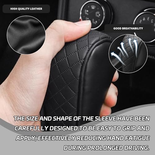QKYS Leather Car Gear Shift Knob Cover, Upgraded Anti-Slip Design Stick Shift Knob Cover, Universal Durable Car Decorative Accessories Shifter Stick Protector Suitable for Cars,Trucks,SUVs (Black/Red) - Image 4