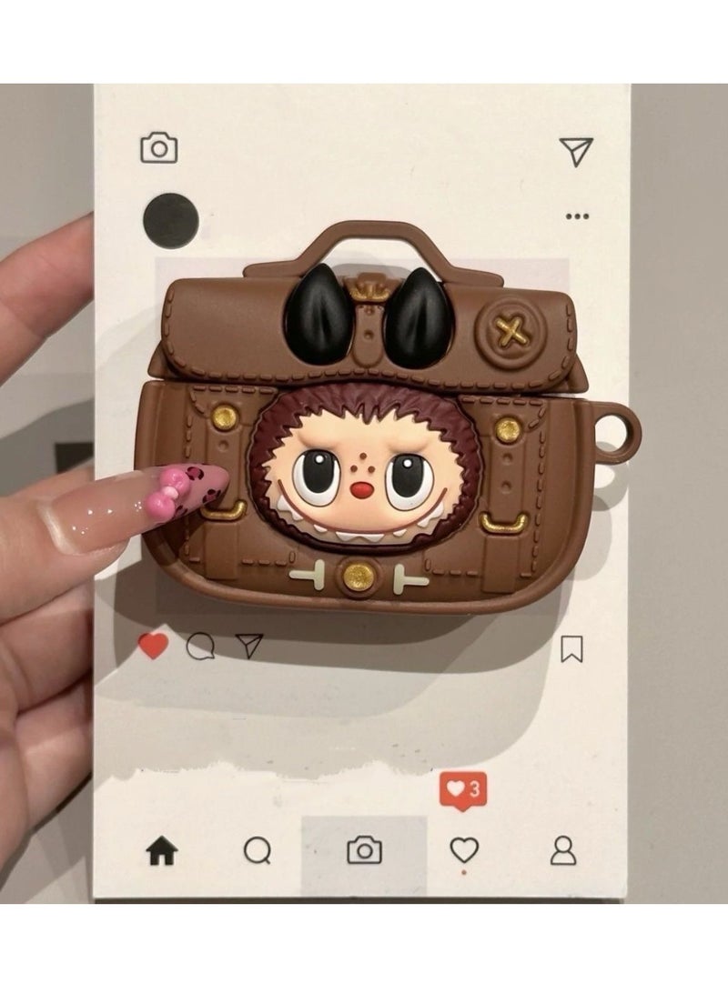 لابوبو متوافق مع чехل AirPods 3 gén، сумка تخزين سماعة المحمولة Labubu، غطاء حماية سماعة Bluetooth اللاسلكية Apple من Pop mart، المحمل الصغير Labubu + كرابينر - Image 1