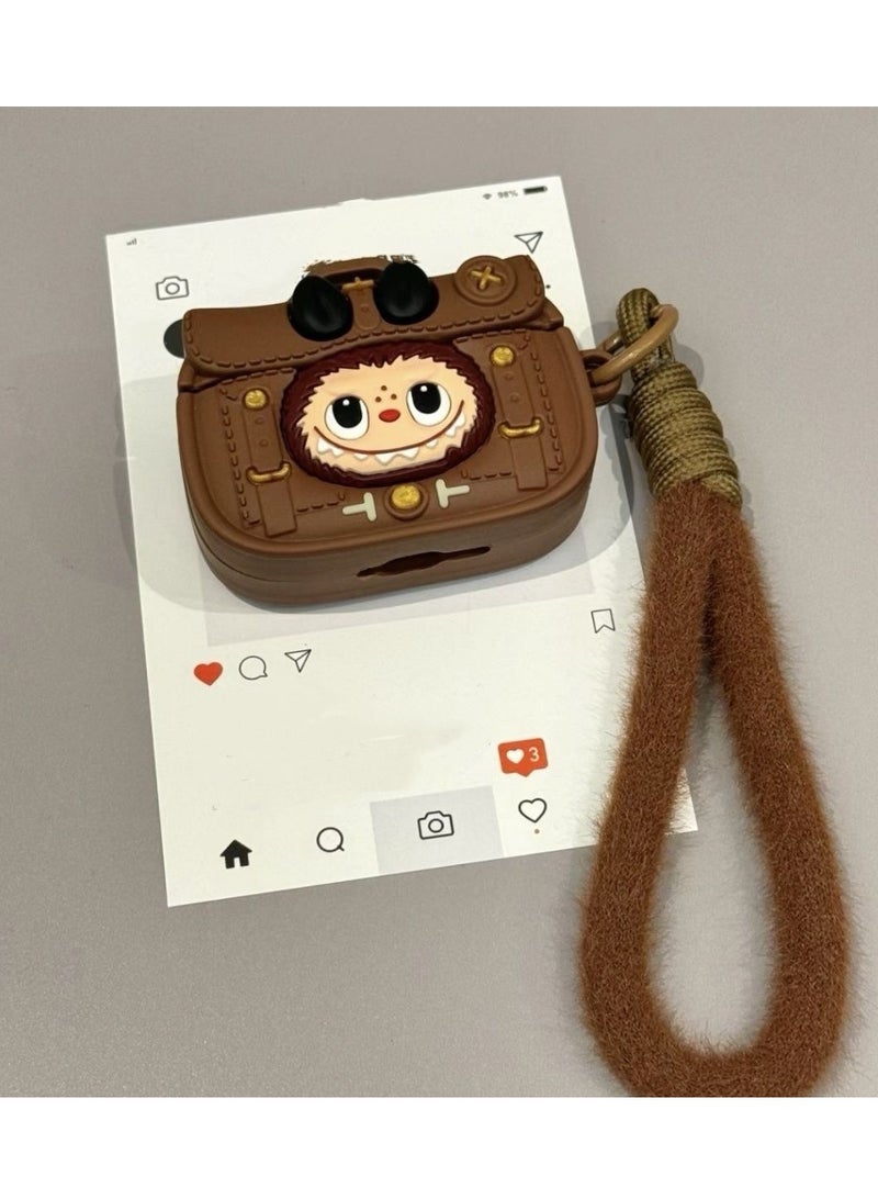 لابوبو متوافق مع чехل AirPods 3 gén، сумка تخزين سماعة المحمولة Labubu، غطاء حماية سماعة Bluetooth اللاسلكية Apple من Pop mart، المحمل الصغير Labubu + كرابينر - Image 5