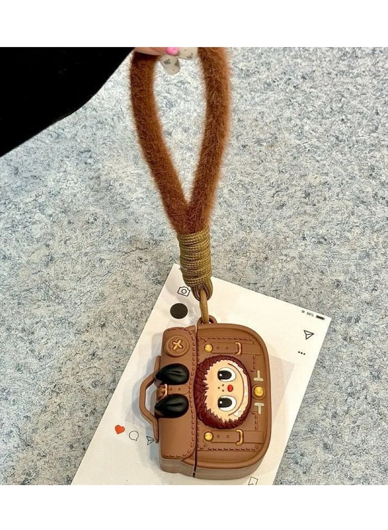 لابوبو متوافق مع чехل AirPods 3 gén، сумка تخزين سماعة المحمولة Labubu، غطاء حماية سماعة Bluetooth اللاسلكية Apple من Pop mart، المحمل الصغير Labubu + كرابينر - Image 4