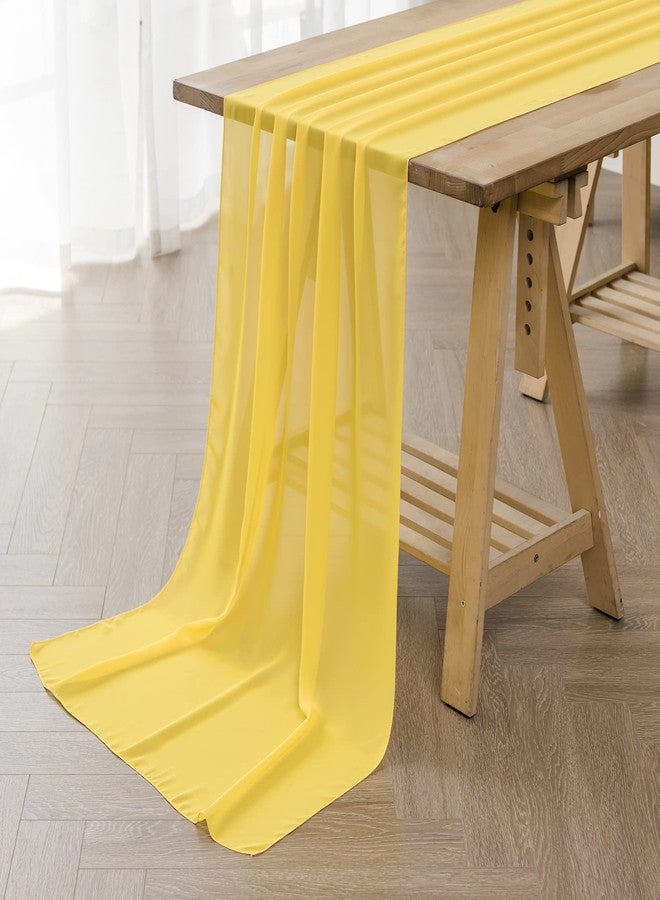 flohar 6Pack 10ft Chiffon Table Runner 29x120 Inch Sheer Romantic Table Runner for Wedding Birthday Party Bridal Shower Outdoor Decoration -Yellow - Image 2