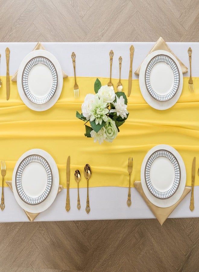 flohar 6Pack 10ft Chiffon Table Runner 29x120 Inch Sheer Romantic Table Runner for Wedding Birthday Party Bridal Shower Outdoor Decoration -Yellow - Image 3