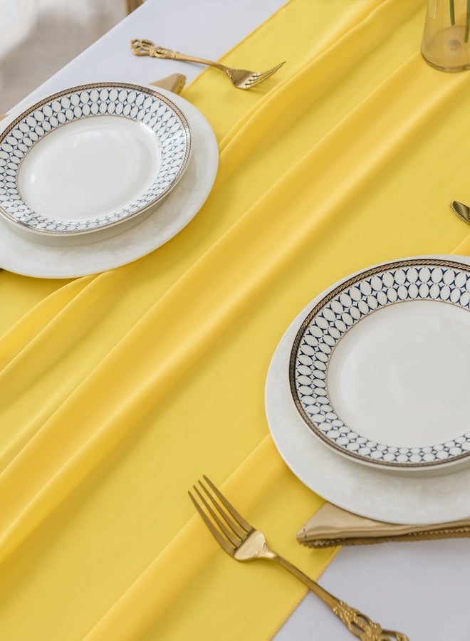 flohar 6Pack 10ft Chiffon Table Runner 29x120 Inch Sheer Romantic Table Runner for Wedding Birthday Party Bridal Shower Outdoor Decoration -Yellow - Image 4