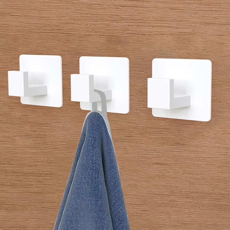 VAEHOLD Wall Towel Hooks, Heavy Duty Sticky Holder Waterproof Towel Hooks for Hanging Coat, Clothes, Closet Hook Wall Mount for Kitchen (White, 2 Pack) - Image 5