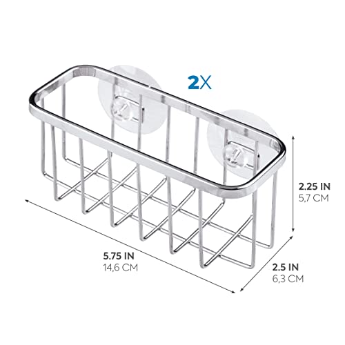 InterDesign iDesign Gia Stainless Steel Dish Sponge Holder Basket with Suction Cups, Ideal for Kitchen Sinks and Bathroom Organization, 2.25"D x 2.5"W x 5.75"H, Set of 1, Polished - Image 3