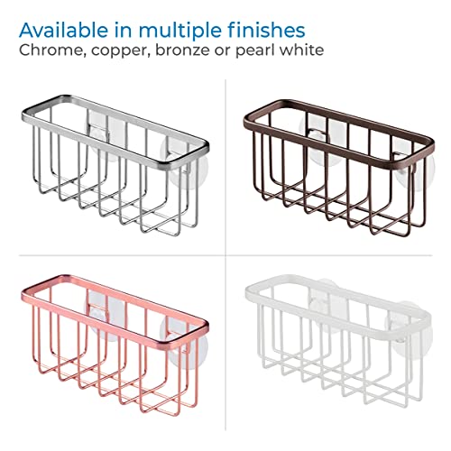 InterDesign iDesign Gia Stainless Steel Dish Sponge Holder Basket with Suction Cups, Ideal for Kitchen Sinks and Bathroom Organization, 2.25"D x 2.5"W x 5.75"H, Set of 1, Polished - Image 4