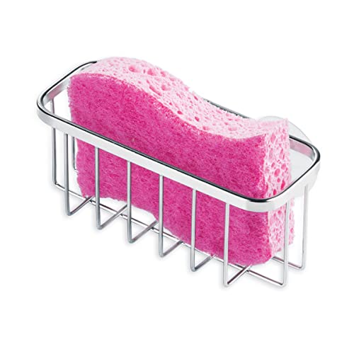 InterDesign iDesign Gia Stainless Steel Dish Sponge Holder Basket with Suction Cups, Ideal for Kitchen Sinks and Bathroom Organization, 2.25"D x 2.5"W x 5.75"H, Set of 1, Polished - Image 1