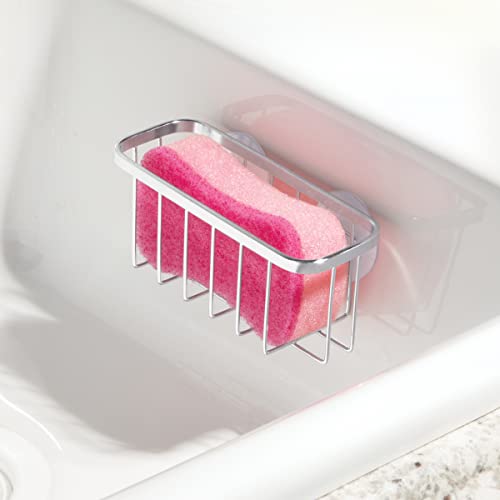 InterDesign iDesign Gia Stainless Steel Dish Sponge Holder Basket with Suction Cups, Ideal for Kitchen Sinks and Bathroom Organization, 2.25"D x 2.5"W x 5.75"H, Set of 1, Polished - Image 2