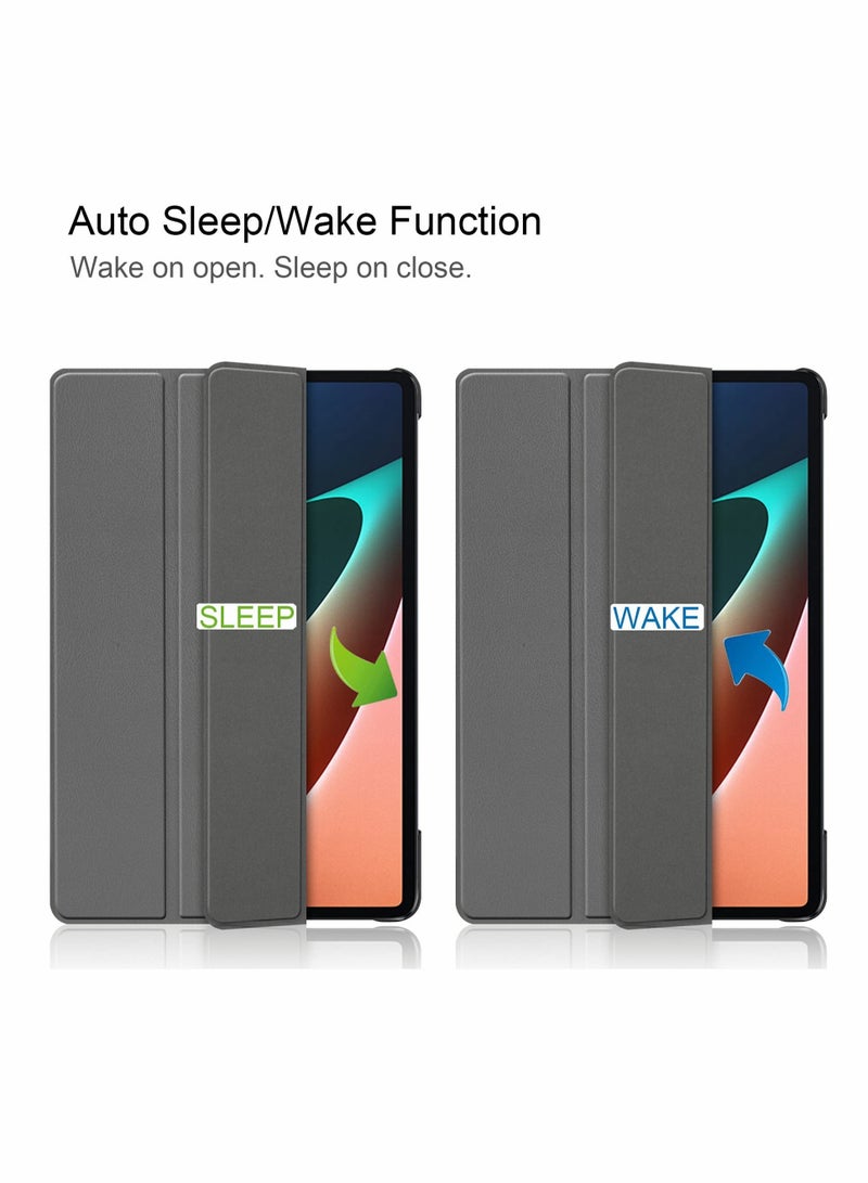 SOLARAE Case for Xiaomi Mi Pad 5 Pro Tablet CaseÔºåAuto Sleep Wake PU Leather Case Slim Flip Shell Case Cover for Xiaomi Mi pad 5/Mi pad 5 Pro (Gray) - Image 2
