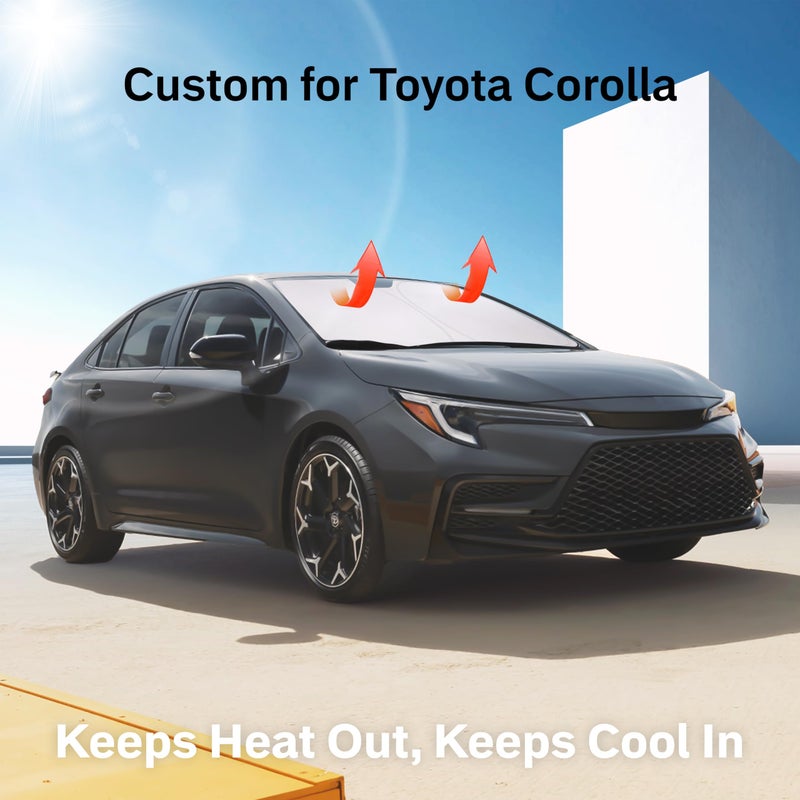 إيكونور مظلة للزجاج الأمامي من EcoNour متوافقة مع سيارة Toyota Corolla 2019-2024 2025 - حاجب من الشمس للسيارة مصنوع من مادة البوليستر 240T - كتل عاكسة للأشعة فوق البنفسجية - ملحقات حماية داخلية قابلة للطي لمظلة الشمس - Image 2