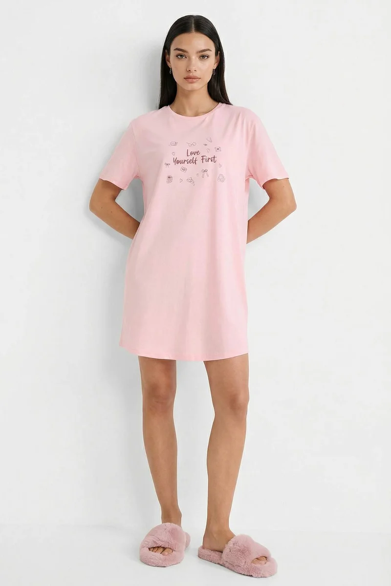 ديفاكتو 100% Cotton Regular Fit Printed Nightgown