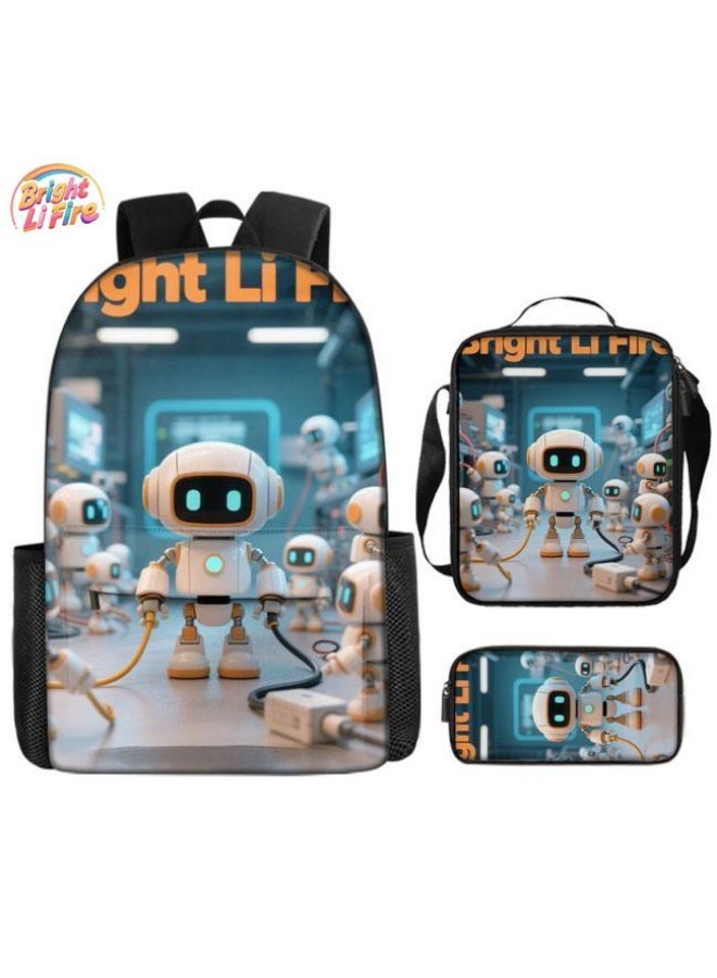 Bright Li Fire Three-piece set of cartoon bags, easily cope with various occasions (students, children, friends' outings, mountain climbing, schooling, etc.) | Backpack + hand-held + stationery bag | School season/holiday gifts - 70 - Image 1