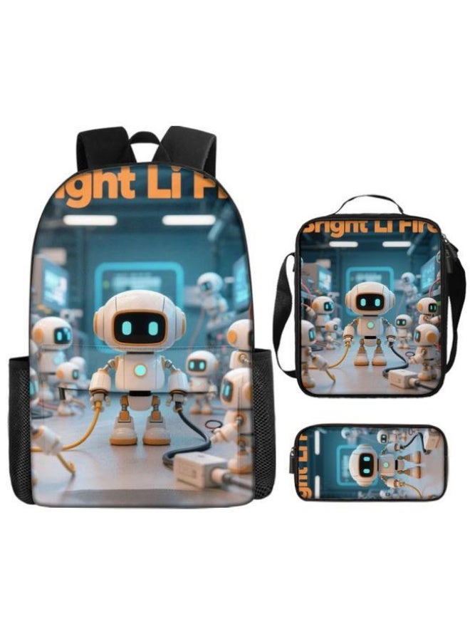 Bright Li Fire Three-piece set of cartoon bags, easily cope with various occasions (students, children, friends' outings, mountain climbing, schooling, etc.) | Backpack + hand-held + stationery bag | School season/holiday gifts - 70 - Image 4