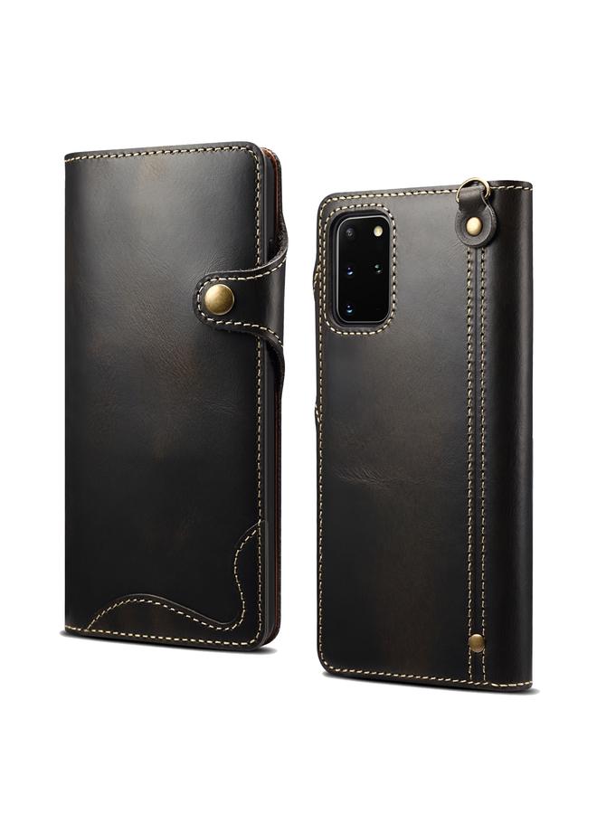 دينيور جراب لهاتف Samsung Galaxy Note20 مصنوع من جلد البقر الشمعي الزيتي بأزرار مغناطيسية وجلد طبيعي - Image 1