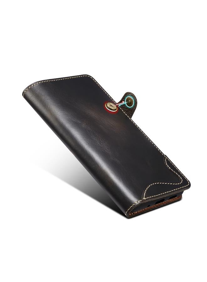 دينيور جراب لهاتف Samsung Galaxy Note20 مصنوع من جلد البقر الشمعي الزيتي بأزرار مغناطيسية وجلد طبيعي - Image 5