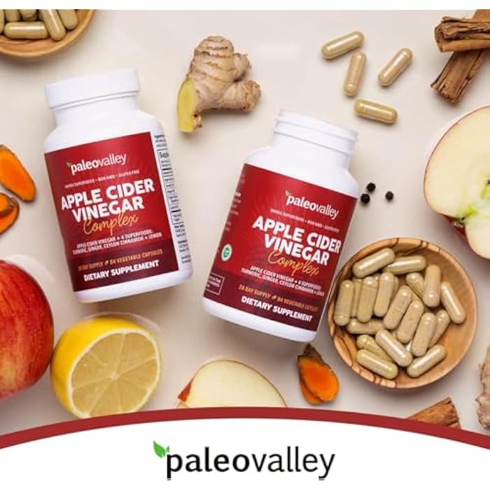 Paleovalley مجمع خل التفاح من باليو فالي مع السوبر فودز - الكركم، الزنجبيل، القرفة السيلانية والليمون - 84 كبسولة نباتية - Image 5