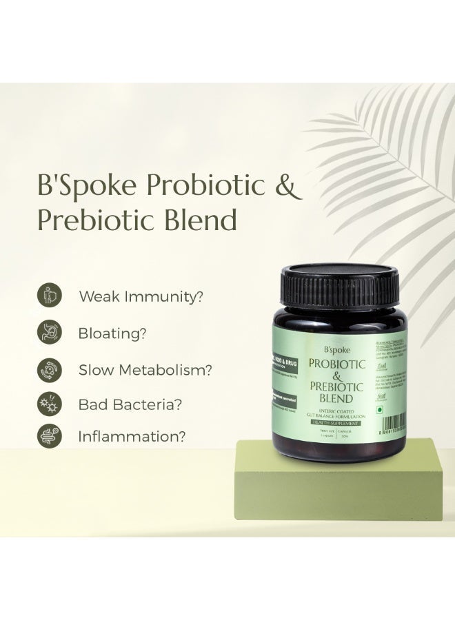 B'spoke Probiotic & Prebiotic Blend – 60 Billion CFU High-Potency Probiotics for Digestive Health, Immunity & Microbiome Balance | Advanced Gut Health with 11 Multi-Strain Blend in Enteric-Coated Veg Capsules - Image 2