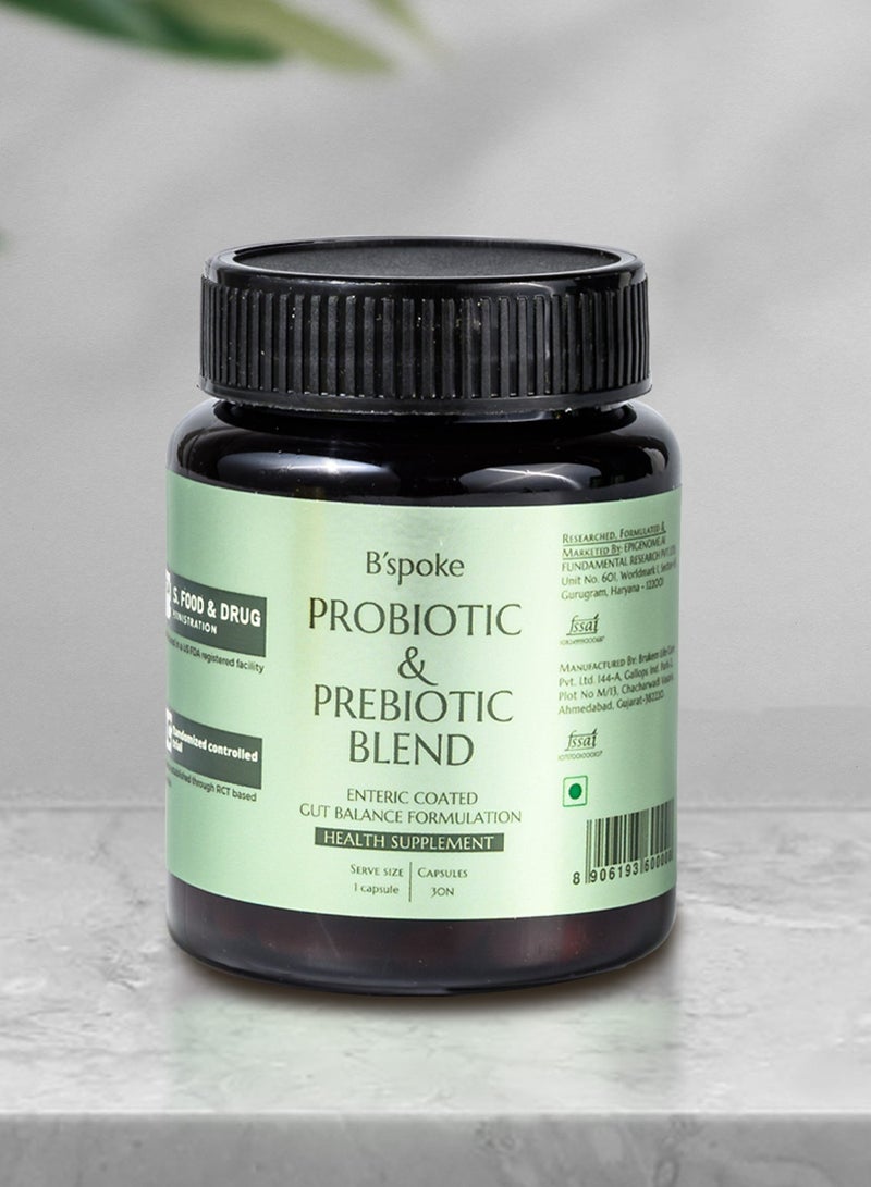 B'spoke Probiotic & Prebiotic Blend – 60 Billion CFU High-Potency Probiotics for Digestive Health, Immunity & Microbiome Balance | Advanced Gut Health with 11 Multi-Strain Blend in Enteric-Coated Veg Capsules - Image 1