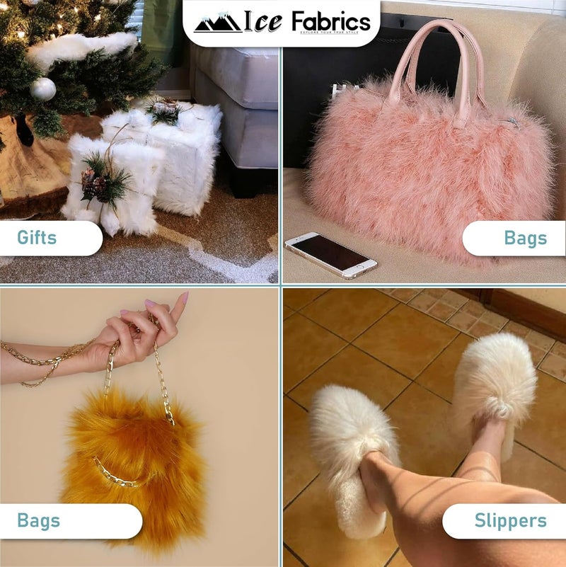 Ice Fabrics أقمشة صناعية للحرف اليدوية من الفراء الاصطناعي مقطوعة مسبقًا بأبعاد 6" × 60"، شرائط قماش من الصوف الناعم جدًا والكثيف - مثالية للحرف اليدوية والأزياء والديكور - لون أبيض - 6x60 - Image 4