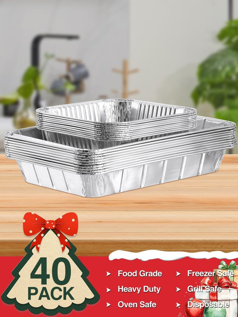 NEEBAKE 40 Pack Disposable Aluminum Pans Combo Set - 20 Large 9x13 Aluminum Foil Pans Half Size & 20 Small 8x8 Tin Foil Baking Pans, Tin Trays Containers for Meal Prep, Food Cooking, Roasting, Heating - Image 3