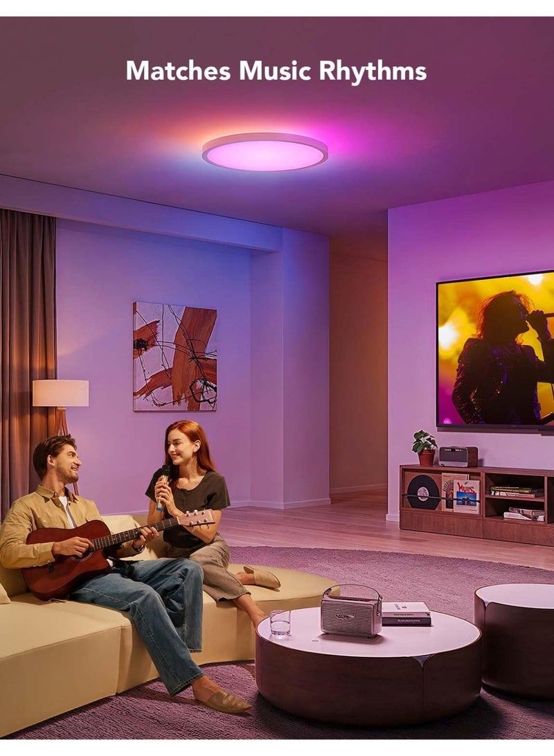 Smart Ceiling Light, RGBIC LED Ceiling Light Fixture, 2400LM Flush Mount Light Fixture, DIY Colors, Works with Alexa, 2700K-6500K Ceiling Lights for Bedroom, Living Room, 12 Inch, 1 Pack - Image 5