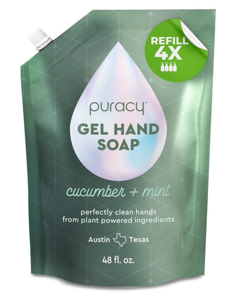 Puracy Organic Hand Soap, For the Professional Hand Washers We've All Become, Moisturizing Natural Gel Hand Wash Soap, Liquid Hand Soap Refills for Soft Skin (48 fl.oz, Cucumber & Mint) Refill - Image 1