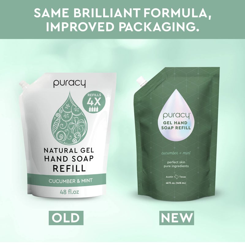 Puracy Organic Hand Soap, For the Professional Hand Washers We've All Become, Moisturizing Natural Gel Hand Wash Soap, Liquid Hand Soap Refills for Soft Skin (48 fl.oz, Cucumber & Mint) Refill - Image 2