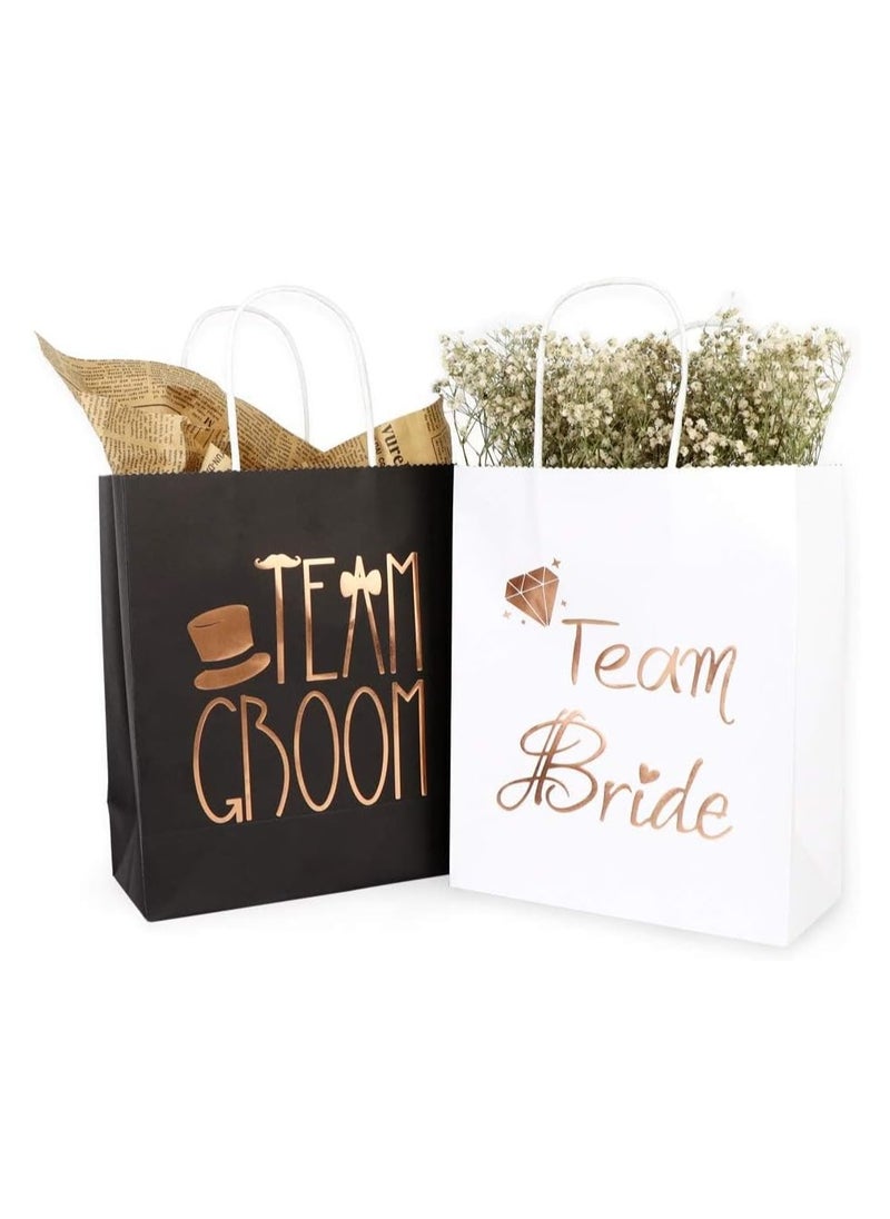 SYOSI - 6Pcs Wedding Party Paper Gift Bags, Bridal Shower Bachelorette Party Favor Bags Rose Gold Foiled with Handle - Image 1