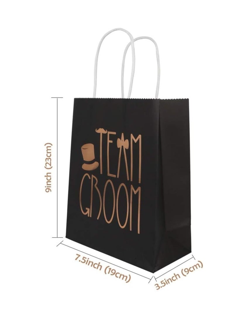 SYOSI - 6Pcs Wedding Party Paper Gift Bags, Bridal Shower Bachelorette Party Favor Bags Rose Gold Foiled with Handle - Image 1
