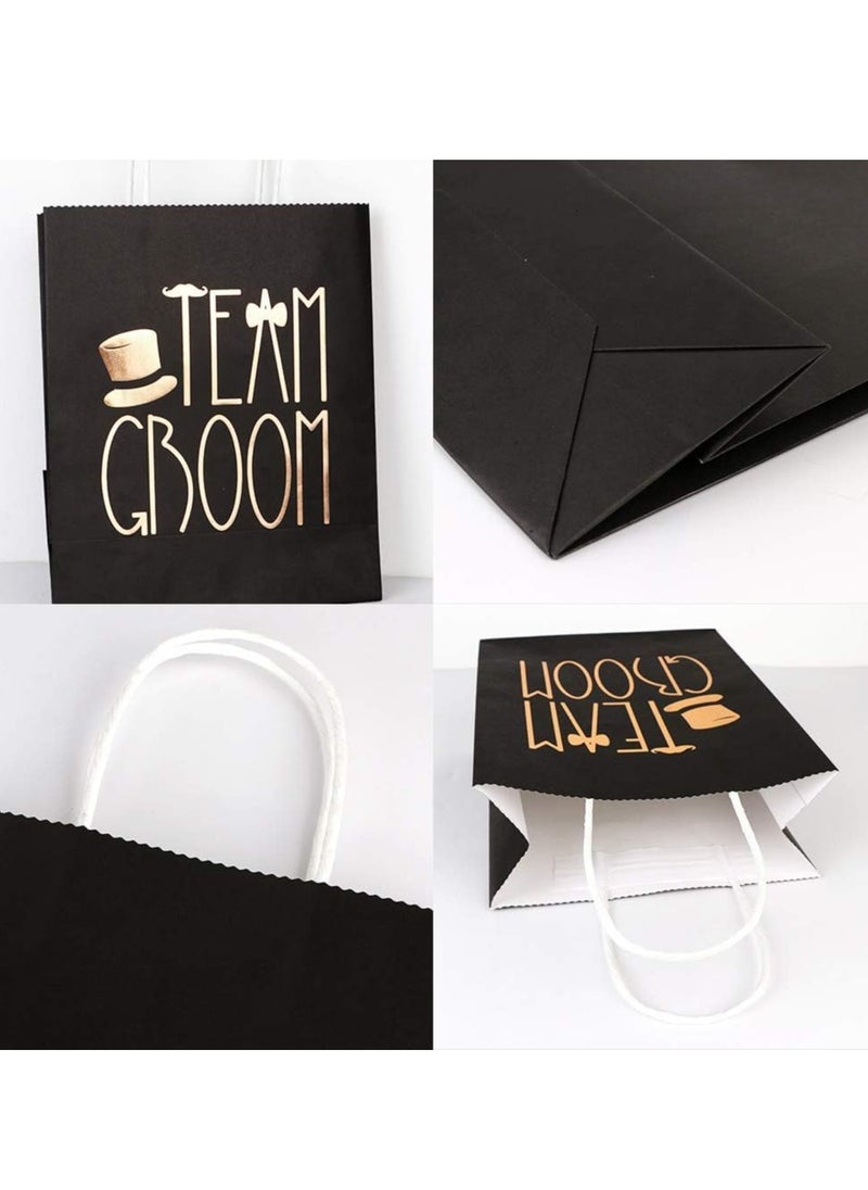 SYOSI - 6Pcs Wedding Party Paper Gift Bags, Bridal Shower Bachelorette Party Favor Bags Rose Gold Foiled with Handle - Image 1