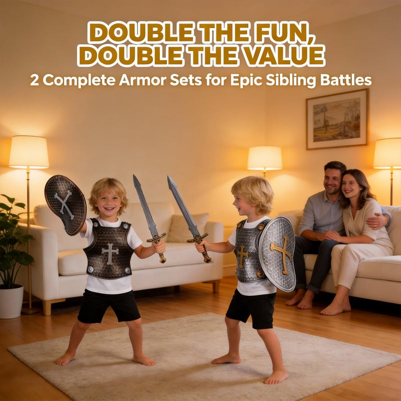Xelue FF Crusaders Medieval Knight Armor Props Set Including Chest Plate Shield and Swords (2 Pack) - Image 2