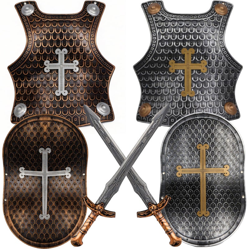Xelue FF Crusaders Medieval Knight Armor Props Set Including Chest Plate Shield and Swords (2 Pack) - Image 1