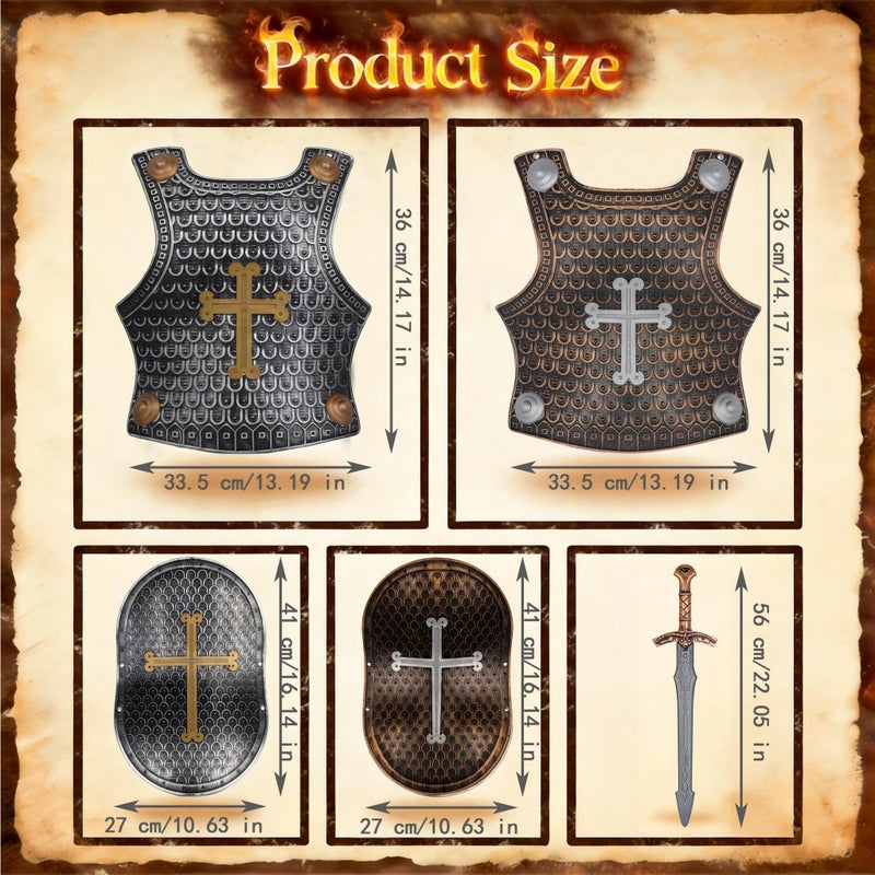 Xelue FF Crusaders Medieval Knight Armor Props Set Including Chest Plate Shield and Swords (2 Pack) - Image 4