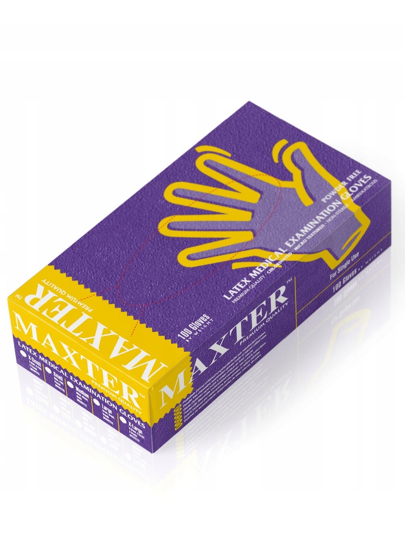 MAXTER White Latex Gloves S Medical Exam Powder Free Disposable Gloves 100 pcs per box SMALL (S) - Image 3