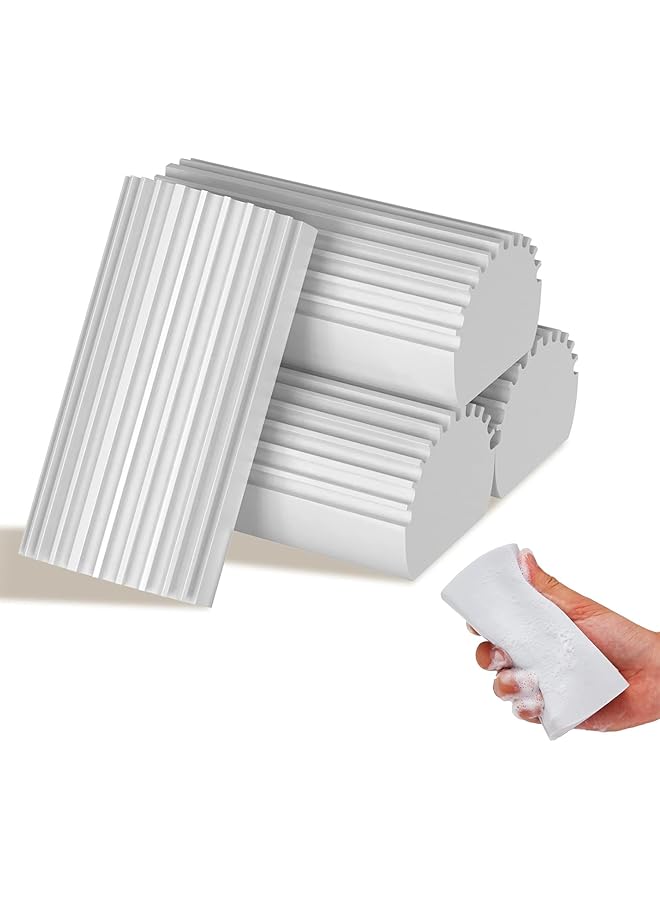 promass Damp Clean Duster Sponge, Sponge Cleaning Brush, Duster for Cleaning Blinds, Glass, Baseboards, Vents, Railings, Mirrors,Window Track Grooves and Faucets, Gray, 4PCS - Image 1