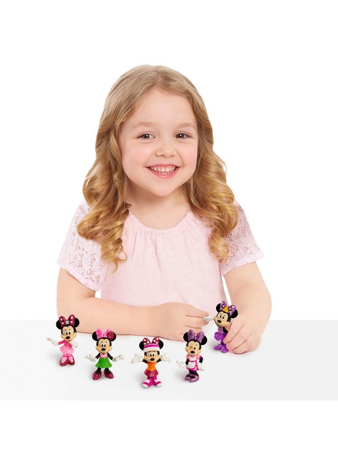 Minnie مجموعة تماثيل قابلة للجمع من ديزني جونيور ميني ماوس بحجم 3 بوصات، مجموعة مكونة من 5 قطع، ألعاب للأطفال من عمر 3 سنوات فما فوق من جاست بلاي - Image 2