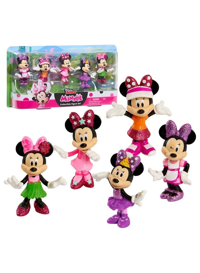 Minnie مجموعة تماثيل قابلة للجمع من ديزني جونيور ميني ماوس بحجم 3 بوصات، مجموعة مكونة من 5 قطع، ألعاب للأطفال من عمر 3 سنوات فما فوق من جاست بلاي - Image 1