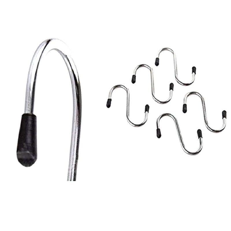 PallRin S Hooks Stainless Steel Heavy Duty with Blunt Ends 1 Pack of 5 Pc Multi Purpose S Hooks for Kitchen Cabinets Hanging Pots and Pans Bathroom Office Home - Image 1
