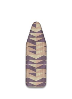 LuxHome Iron Board Cover – Geometric Design, Medium Size, 3-Layer Heat-Resistant Protection (Cotton, Sponge, Punched Cotton), Stretchable Fit with Cord Locks & Spring Toggle Stopper, Durable & Easy to Clean, Purple, Beige & Tan  - Image 1